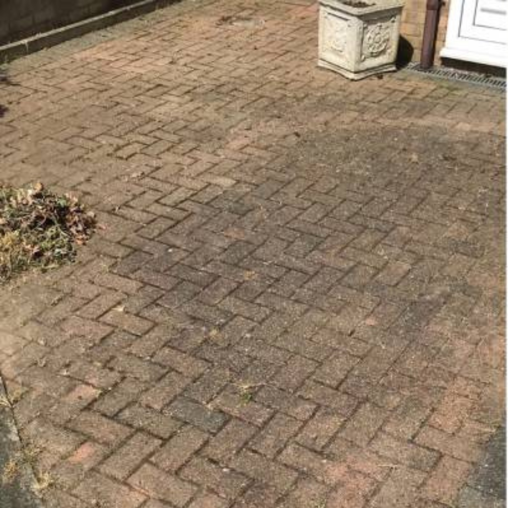 Dirty driveway before cleaning